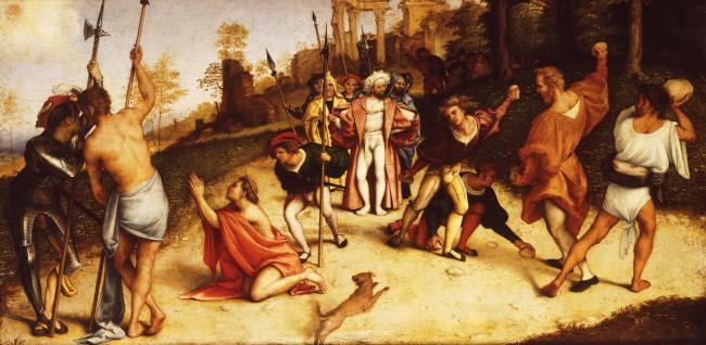 Lorenzo Lotto (1480-1557): Lapidazione di Santo Stefano, 1513/16. Bergamo, Accademia Carrara.