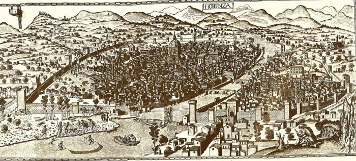 La "Sardigna" (in basso a sinistra) nella "Carta della Catena", immagine di Firenze del 1470.